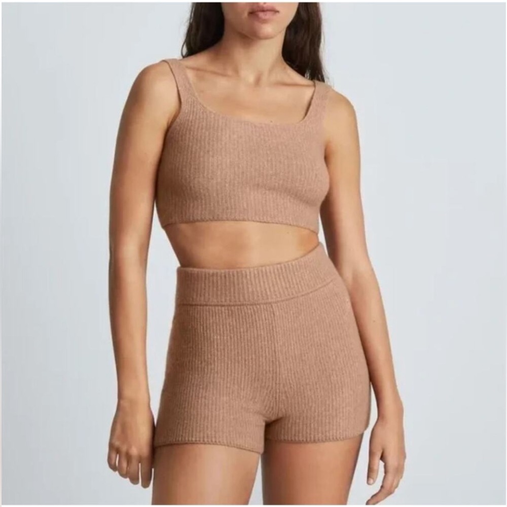 Everlane Ribbed Tan Crop Sweater Knit Top
